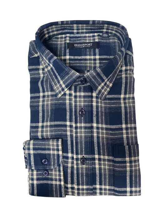 Bridgeport Mens Brushed Cotton Shirt - Navy