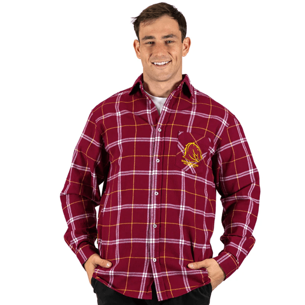 Load image into Gallery viewer, NRL Mens &#39;Mustang&#39; Flannel Shirt - Broncos
