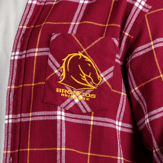 NRL Mens 'Mustang' Flannel Shirt - Broncos