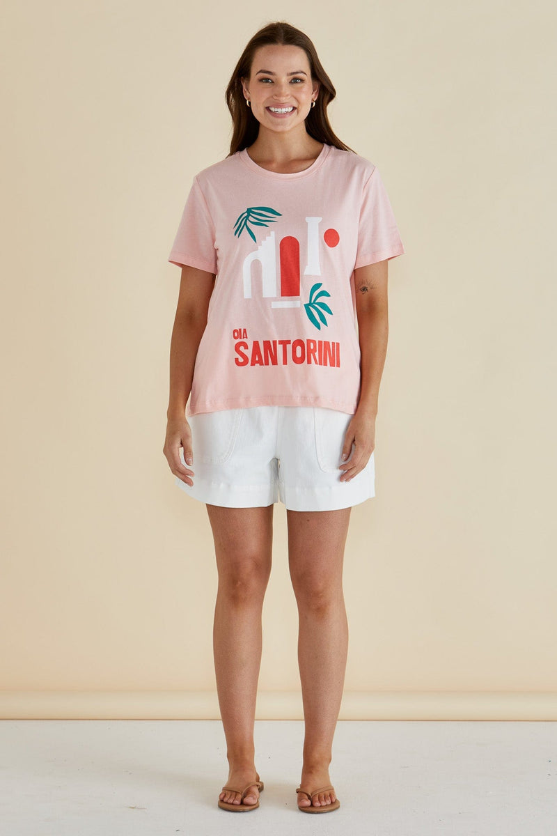 Load image into Gallery viewer, Betty Basics Womens Ellia Crew Tee - Santorini Print

