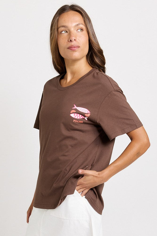 Load image into Gallery viewer, Betty Basics Womens Relax Boxy Tee - Brown
