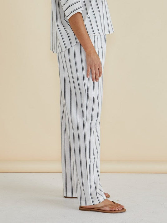 Betty Basics Womens Zaza Relax Pant - Black/White Stripe