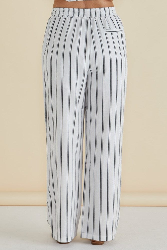 Load image into Gallery viewer, Betty Basics Womens Zaza Relax Pant - Black/White Stripe
