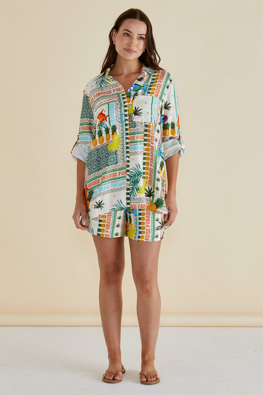 Betty Basics Womens Mills Shirt - Paradise Print