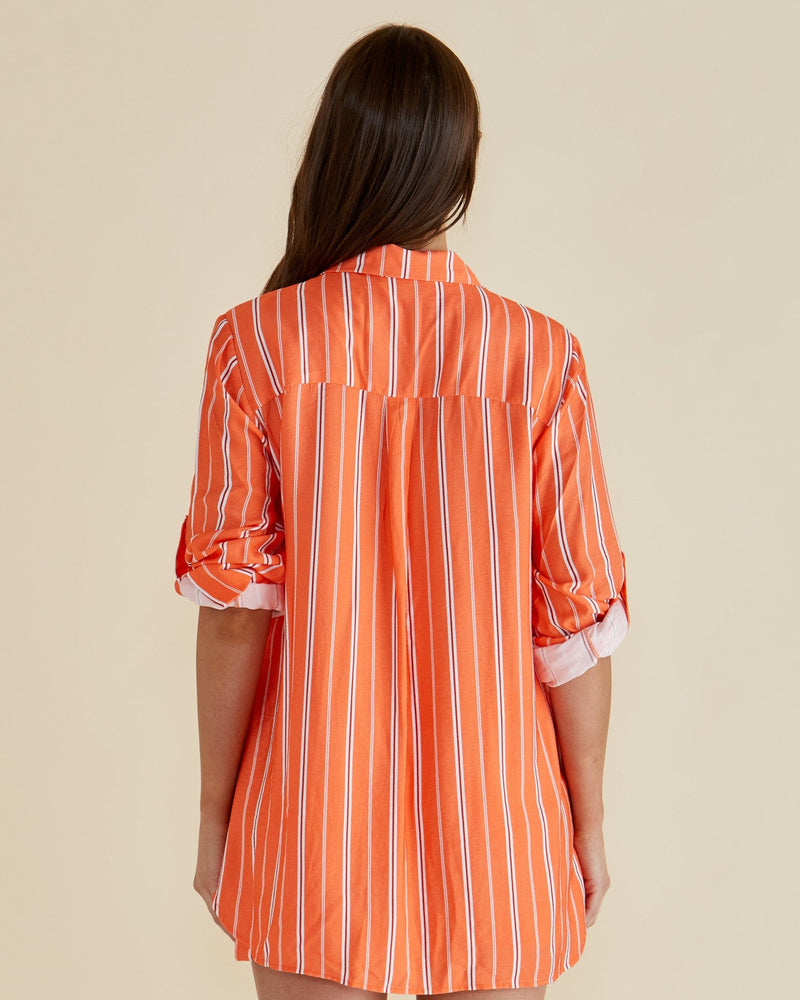 Load image into Gallery viewer, Betty Basics Womens Mills Shirt - Peach Stripe
