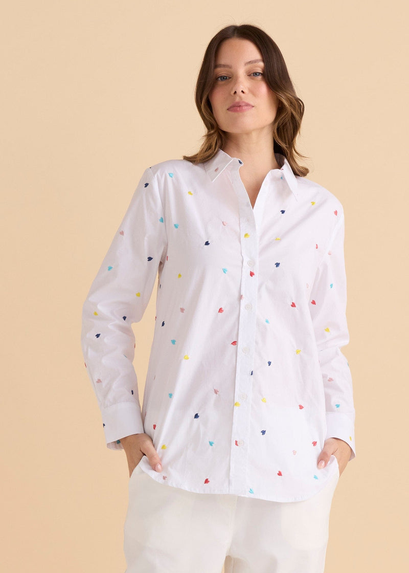 Load image into Gallery viewer, Betty Basics Reid Shirt - Rainbow Heart
