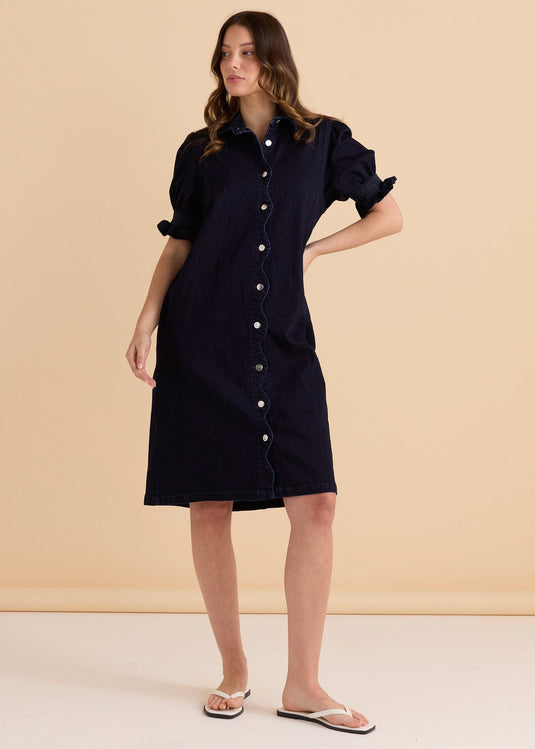 Betty Basics Scallop Denim Dress