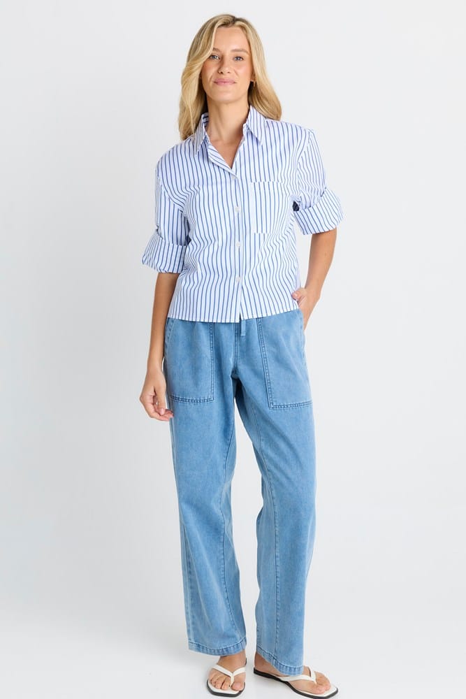 Load image into Gallery viewer, Betty Basics Womens Cropped Poplin Shirt
