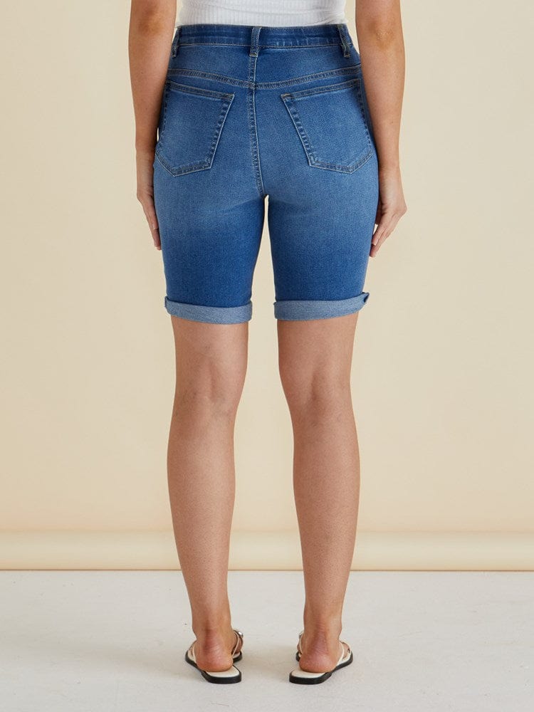 Load image into Gallery viewer, Betty Basics Womens Bonnie Bermuda Denim - Indigo Blue Mix
