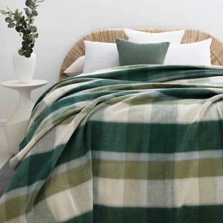 Load image into Gallery viewer, Bambury Nolan Wool Bamboo Blanket- Forest Check
