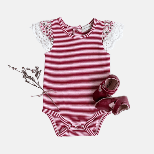 Love Henry Baby Girls Knit Romper - Red Stripe