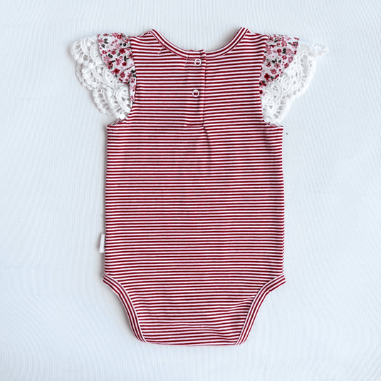 Love Henry Baby Girls Knit Romper - Red Stripe
