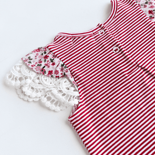 Love Henry Baby Girls Knit Romper - Red Stripe