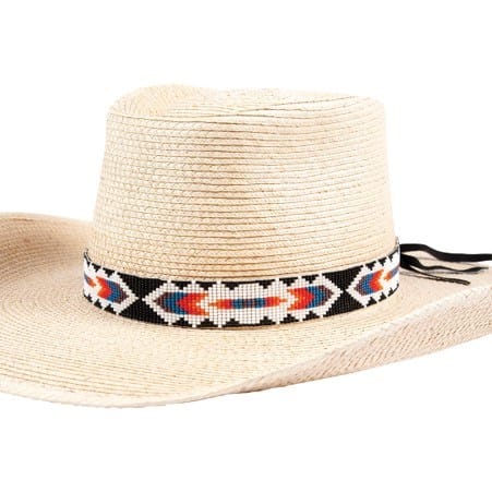 Sunbody Beaded Suede Tie Hat Band - Chervon