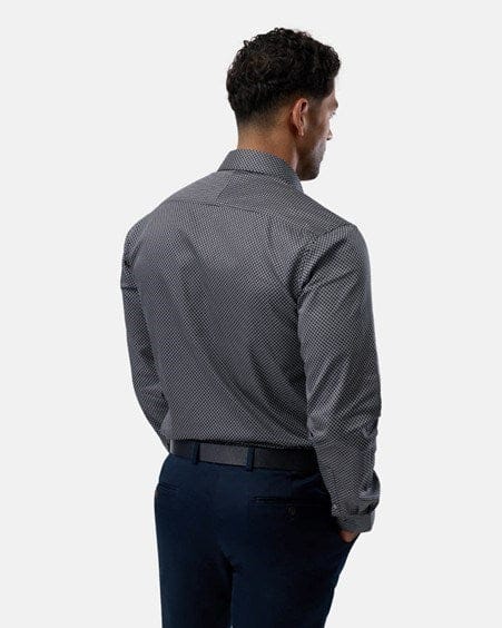 Load image into Gallery viewer, Brooksfield Mens Luxe Print Slim Fit Business Shirt - Black
