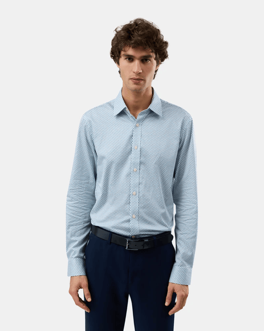 Brooksfield Mens Luxe Print Slim Fit Business Shirt