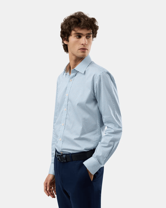Brooksfield Mens Luxe Print Slim Fit Business Shirt