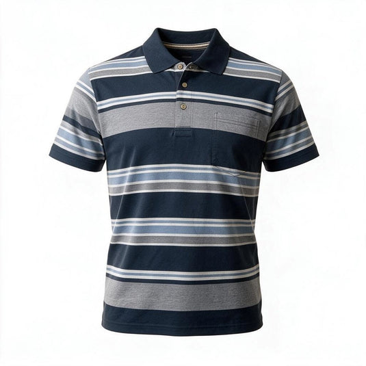 Back Bay Mens Blue Horizon Striped Polo