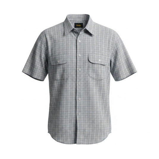 Mens Bisley Short Sleeve Polycotton Small Check - White