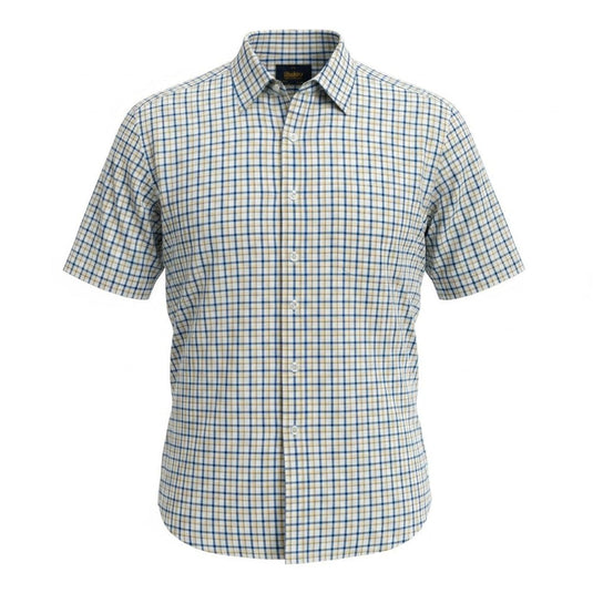 Mens Bisley Short Sleeve Polycotton Medium Check - Yellow