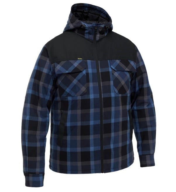 Load image into Gallery viewer, Bisley Mens Contrast Check Zip Front Hoodie
