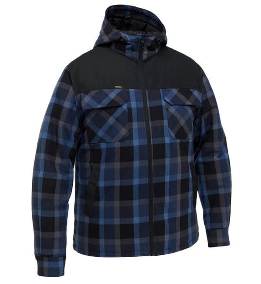 Bisley Mens Contrast Check Zip Front Hoodie