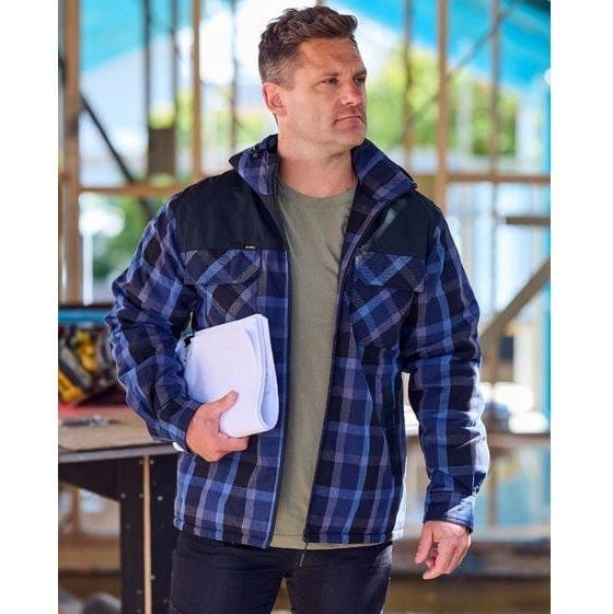 Load image into Gallery viewer, Bisley Mens Contrast Check Zip Front Hoodie
