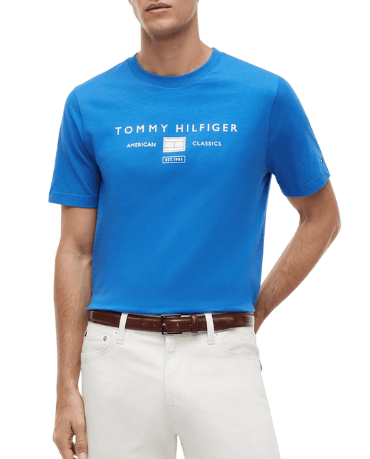 Tommy Hilfiger Mens Brand Love Stack Tee - Blue Orbit