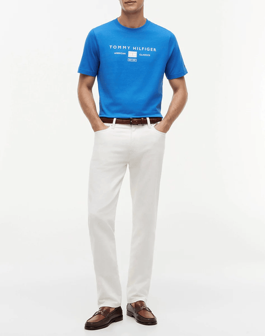 Tommy Hilfiger Mens Brand Love Stack Tee - Blue Orbit