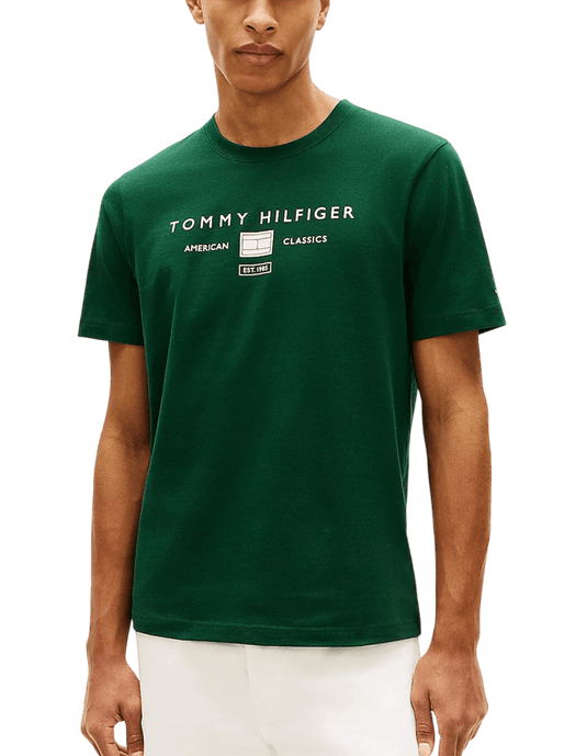 Tommy Hilfiger Mens Brand Love Stack Tee - Nocturnal Green