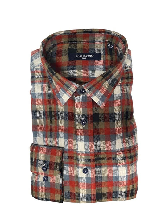 Bridgeport Mens Brushed Cotton Shirt - Natural