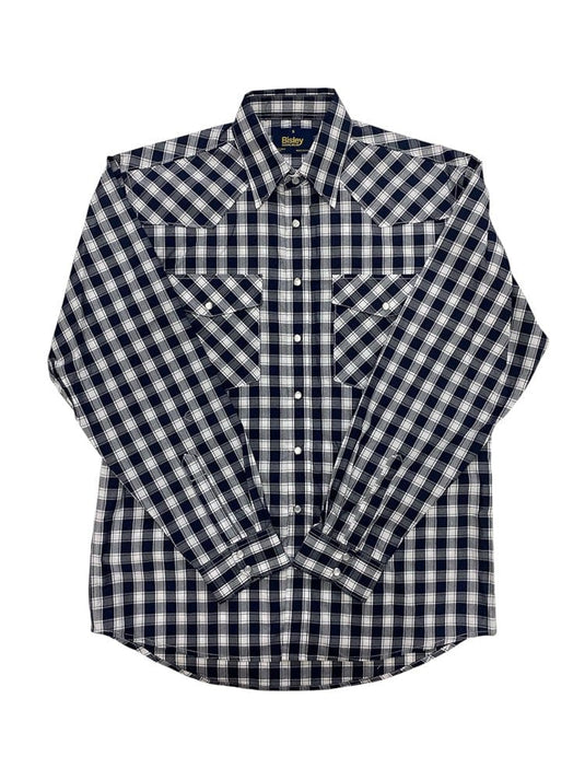 Bisley Mens Western Long Sleeve Shirt - Navy Check