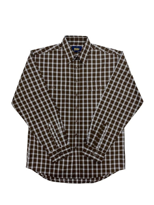 Bisley Mens Long Sleeve Shirt - Brown Check