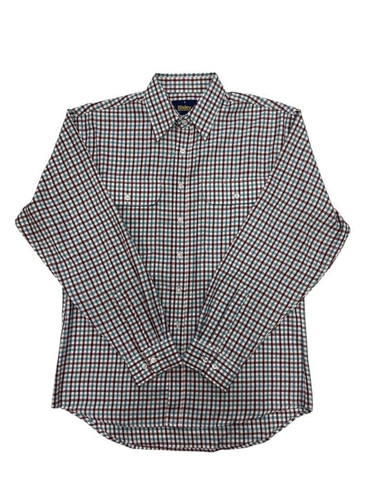 Bisley Mens Brushed Cotton Long Sleeve Shirt - Red Check
