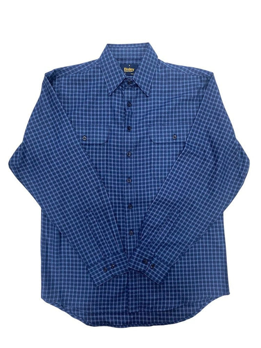 Bisley Mens Brushed Cotton Long Sleeve Shirt - Blue Check