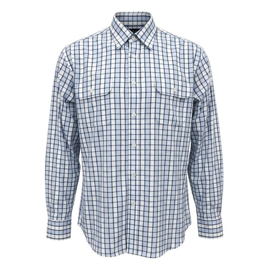 Mens Bisley Long Sleeve Polycotton Medium Check - Blue
