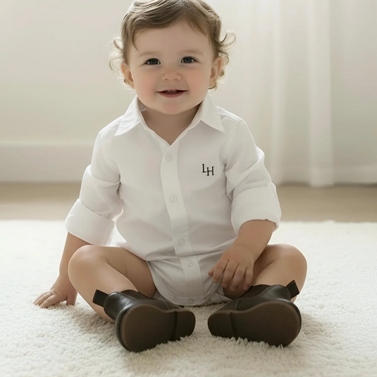 Love Henry Baby Boys Oxford Dress Shirt Romper - White