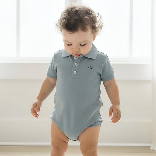 Love Henry Baby Boys Polo Romper - Blue
