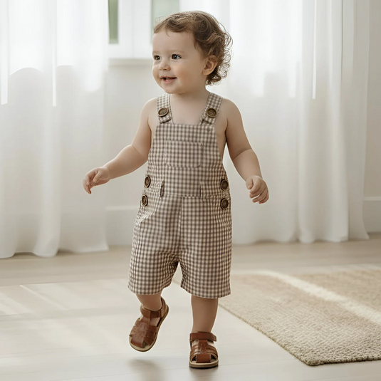 Love Henry Baby Boys Roy Dungaree - Brown Gingham