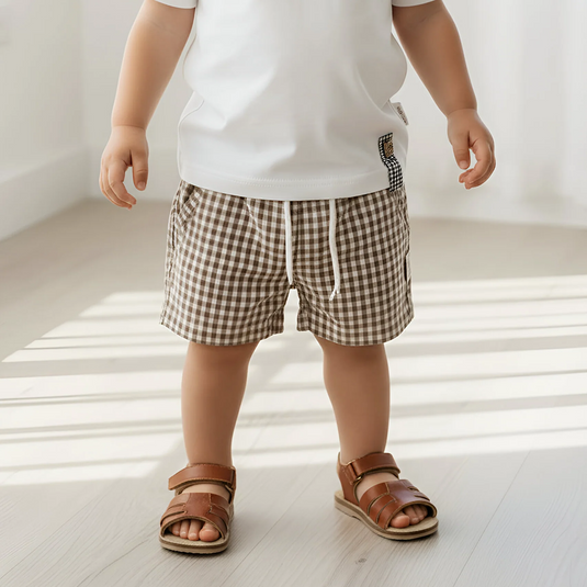 Love Henry Baby Boys Sonny Short - Brown Gingham