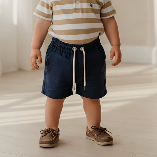 Love Henry Baby Boys Sonny Short - Navy Linen