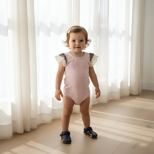 Love Henry Baby Girls Knit Romper - Pink Stripe