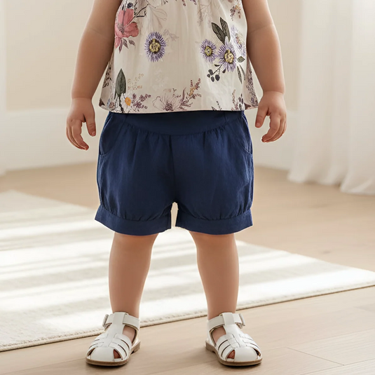 Love Henry Baby Girls Lucy Shorts - Navy Linen