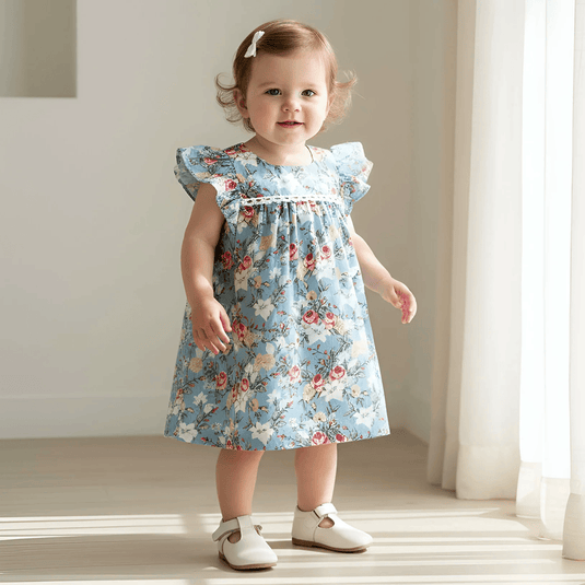 Love Henry Baby Girls Maisy Dress - Blue Blossom