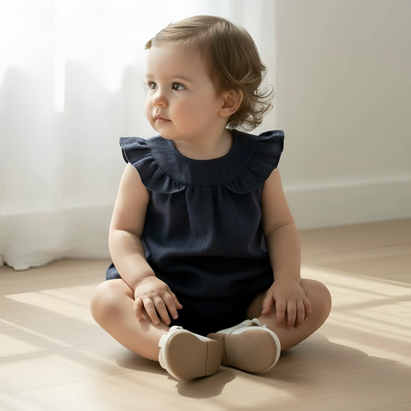 Load image into Gallery viewer, Love Henry Baby Girls Neve Playsuit - Navy Linen
