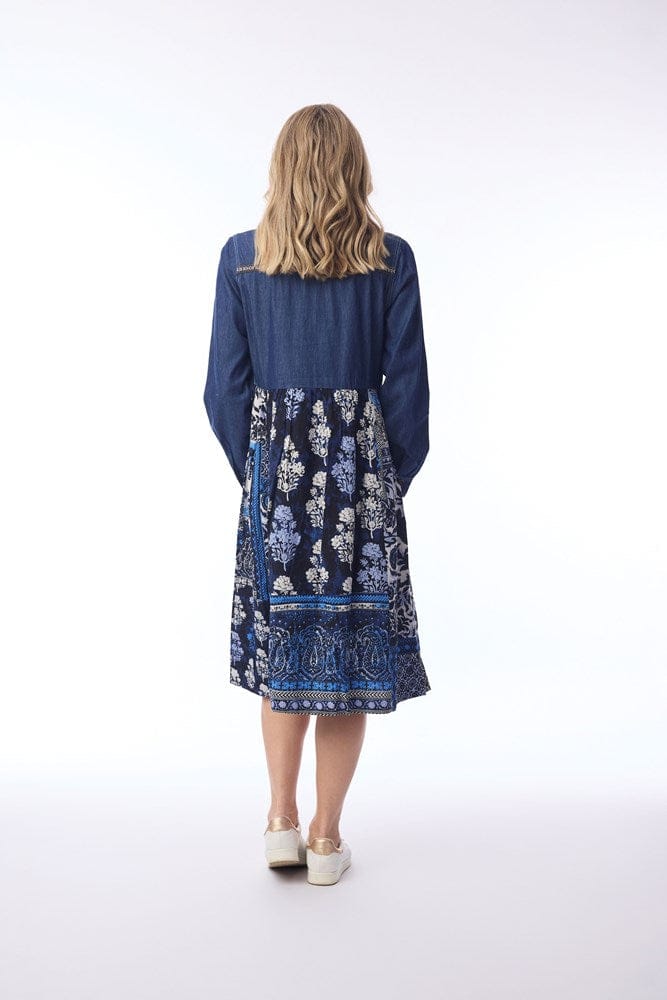 Load image into Gallery viewer, Orientique Womens Bhadoi Dress Denim Mix
