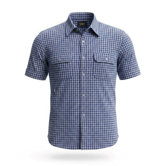 Mens Bisley Short Sleeve Polycotton Medium Check - Pink