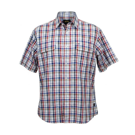 Mens Bisley Short Sleeve Cotton Medium Check - Red