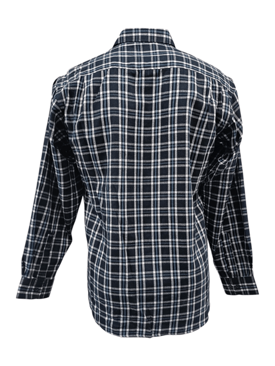 Bisley Mens Long Sleeve Brushed Cotton Shirt - Navy/Blue Check