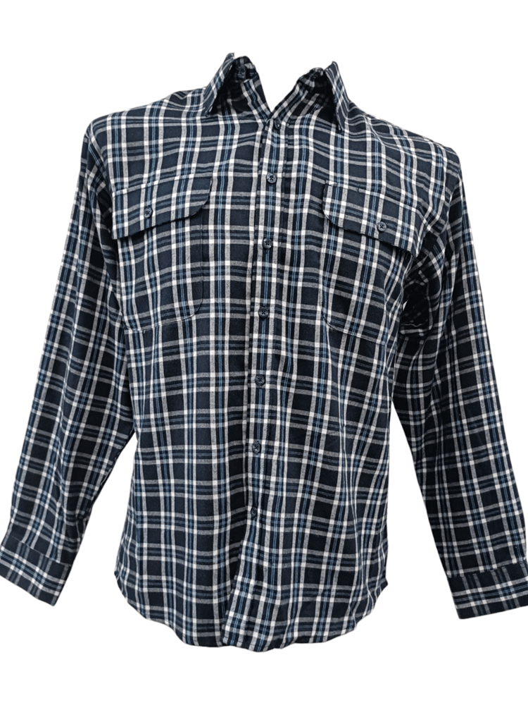 Load image into Gallery viewer, Bisley Mens Long Sleeve Brushed Cotton Shirt - Navy/Blue Check
